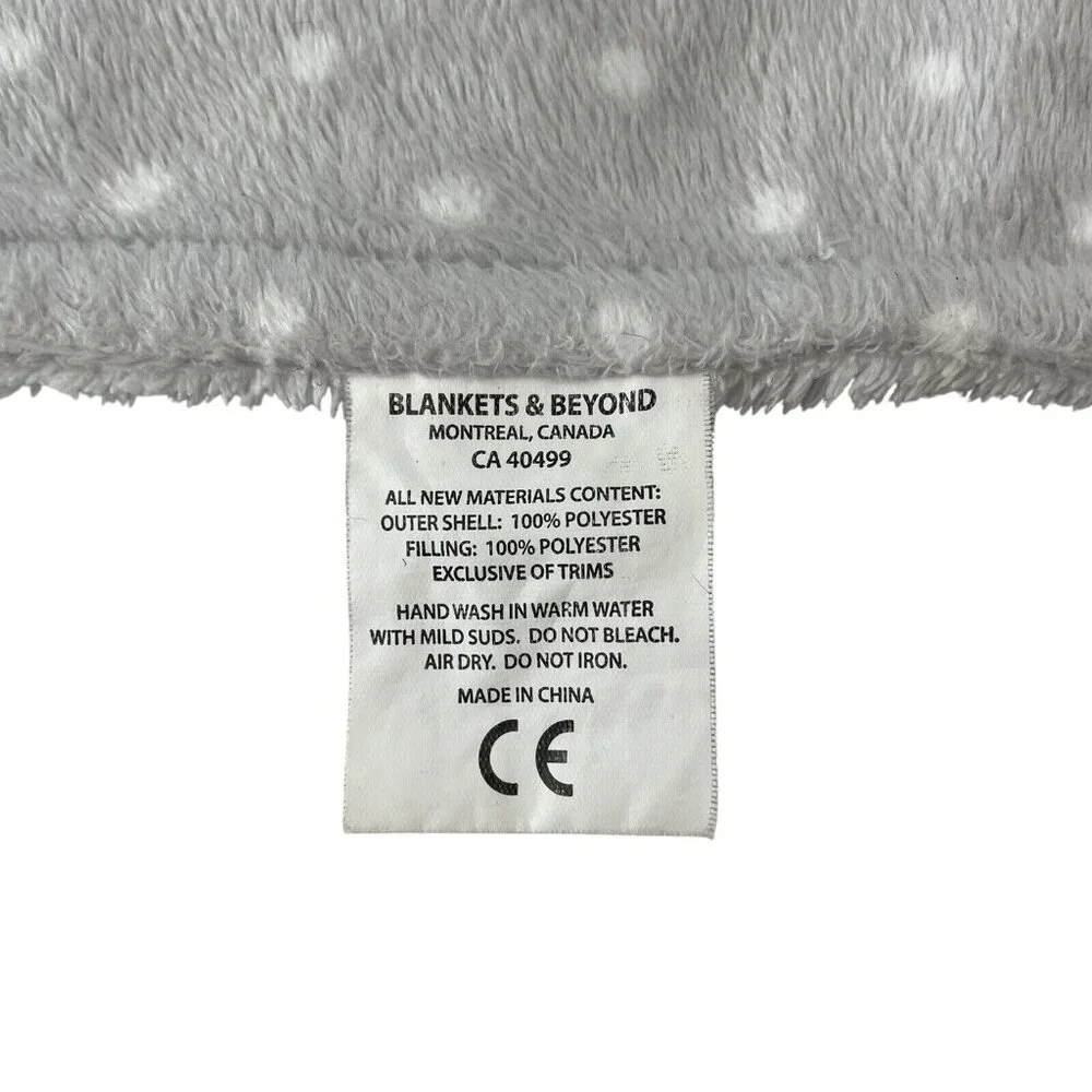 Blankets‎ & Beyond Teddy Bear Grey White Polka Dot Lovey Blanket Pacifier Holder